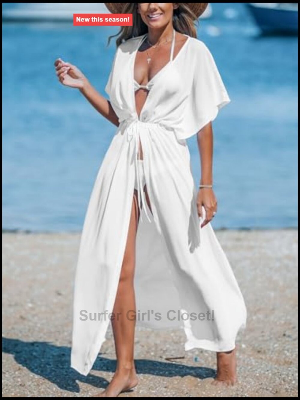 Women's Maxi Kimono Cover Up Swimwear Beach Dress Bathing Suit Coverup - Picture 3 of 7